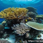 Home 22 수단 홍해 다이빙 명소 - A vibrant underwater scene showcasing the pristine coral reefs of the Red Sea off Sudan’s coast, fea...